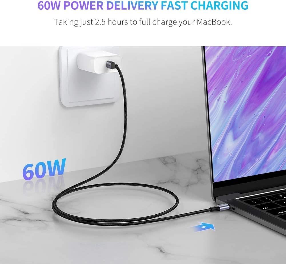 Кабель зарядный Ugreen USB 2,0 Type-C to Type-C PD QC 4,0 с нейлоновой оплеткой 1 м (US261) - фото 3 Кабель зарядный Ugreen USB 2,0 Type-C to Type-C PD QC 4,0 с нейлоновой оплеткой 1 м (US261) - фото 3