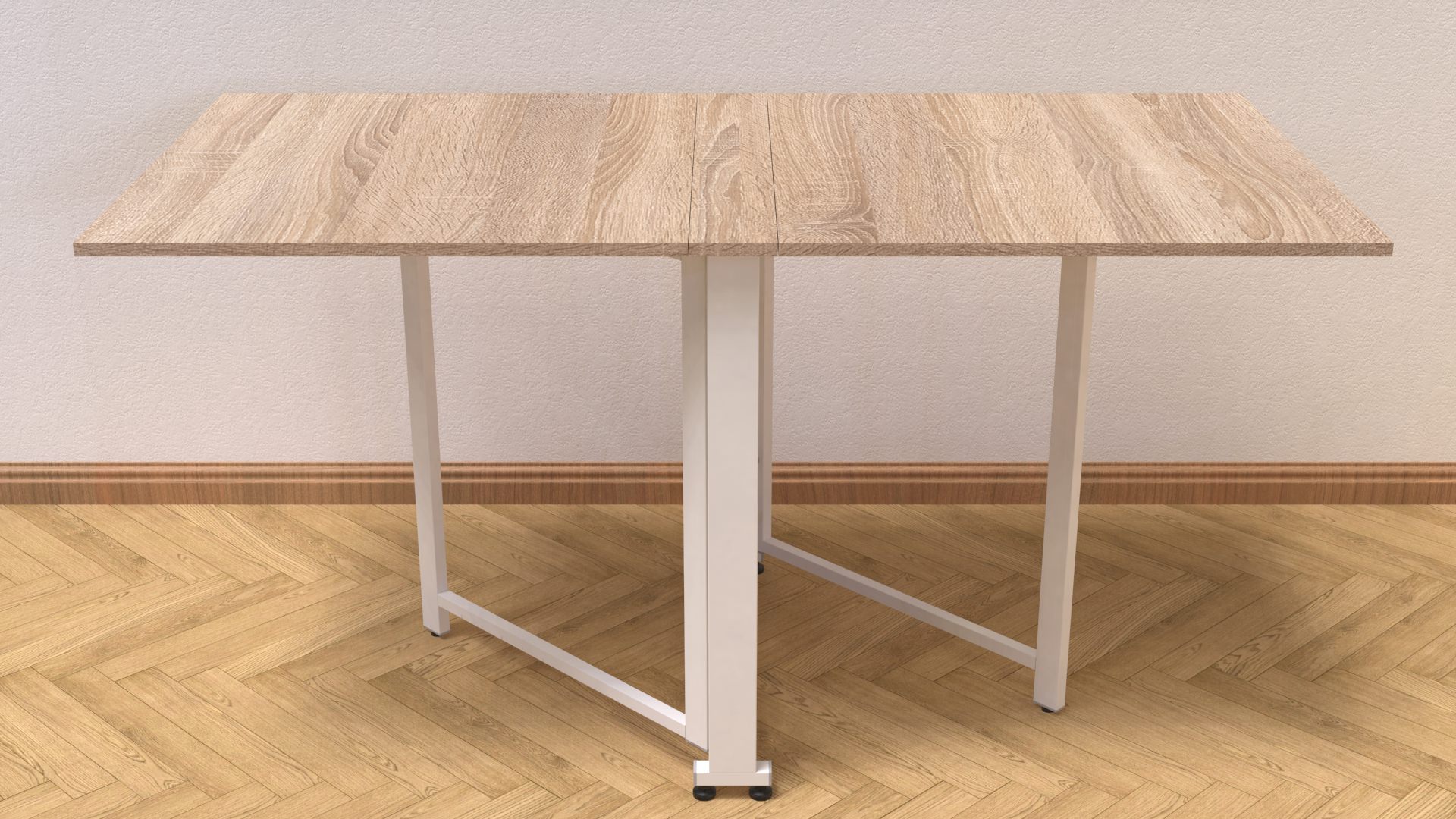 Стол-книжка трансформер Ferrum-decor Orion 2 металл/ДСП 16 мм 750x1520x730 мм Белый/Дуб Сонома (ORI211) - фото 4