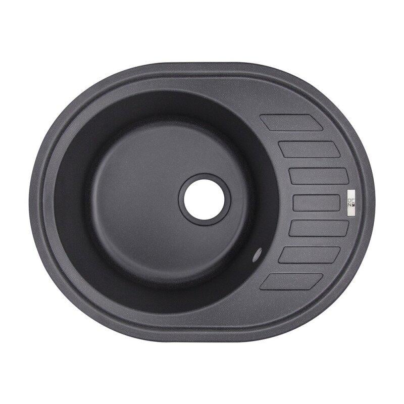 Мийка кухонна Lidz LIDZBLA03620500200 гранітна овальна 620x500 мм Чорний (25974030)