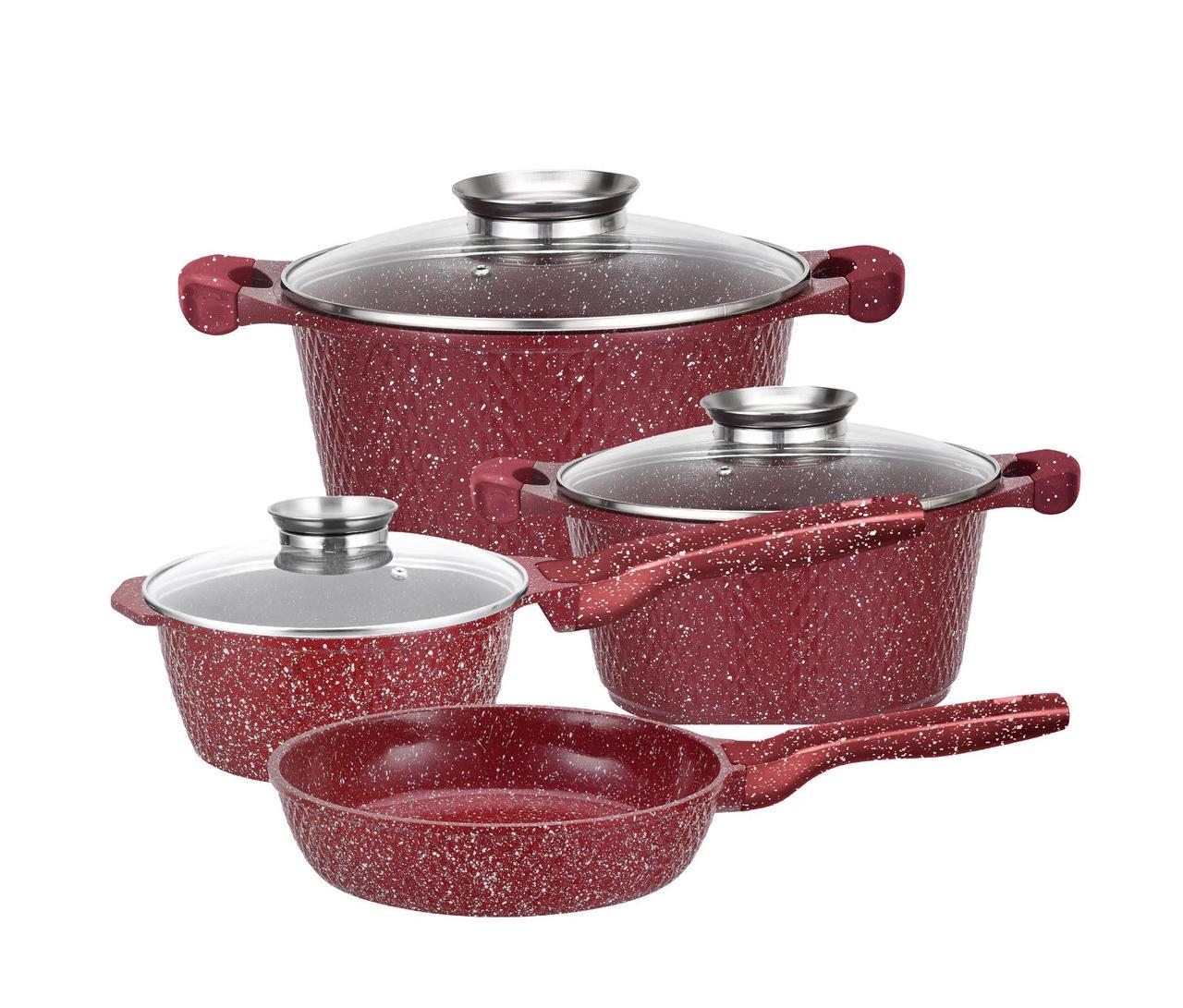 Набір посуду Higher Kitchen HK-315 з гранітним антипригарним покриттям 7 предметів Червоний (2484642767) - фото 2