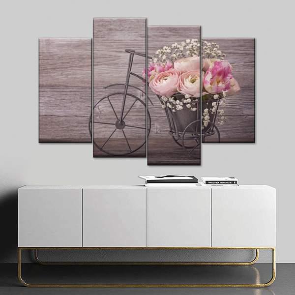Модульная картина KIL Art Велосипед с букетом из четырех частей 129x90 см (M4_L_118)