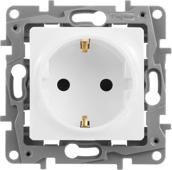Розетка Legrand 1-я З/К Etika со шторками Белый