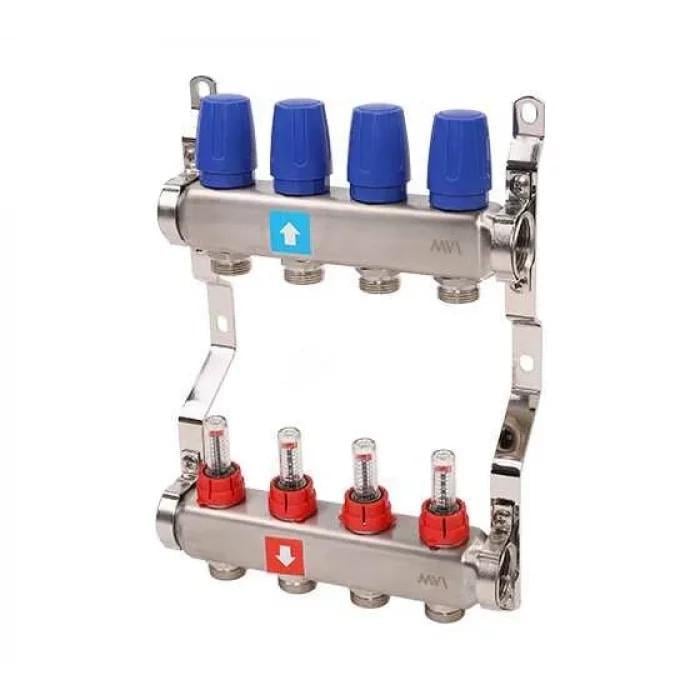 Коллектор MVI из нержавеющей стали в сборе с расходомерами 5 выходов