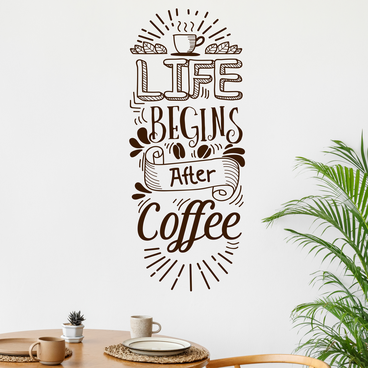 Наклейка декор Happy Pocket "Life begins after Coffee" матовая 50х122 см Коричневый (HP-021L-800M)