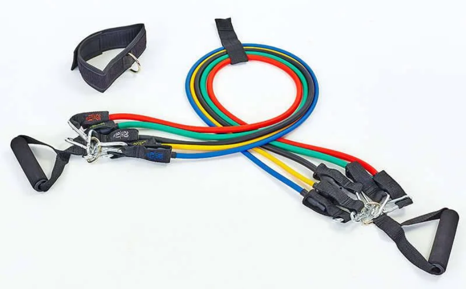 Набор Power Bands трубчатых фитнесс эспандеров для тренировок дома 5 жгутов 5-13 кг - фото 4