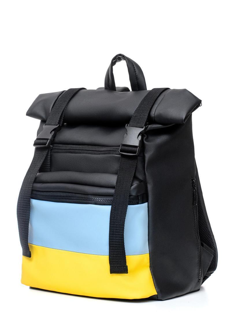 Рюкзак мужской Sambag RollTop LTH Черный с флагом Украины (22200008)