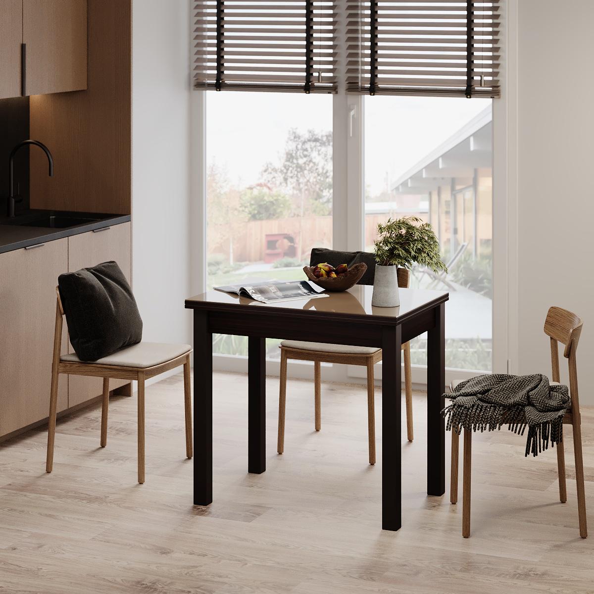 Обеденный стол-трансформер Dinner Glass 900x750x600 мм Венге/Светло-бежевое стекло (GATB16050500204) - фото 3 Обеденный стол-трансформер Dinner Glass 900x750x600 мм Венге/Светло-бежевое стекло (GATB16050500204) - фото 3