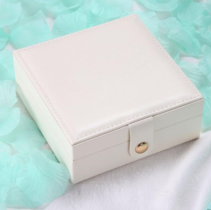 Шкатулка для украшений компактная из экокожи 12х12х5 см Белый (ШДД-11-2)