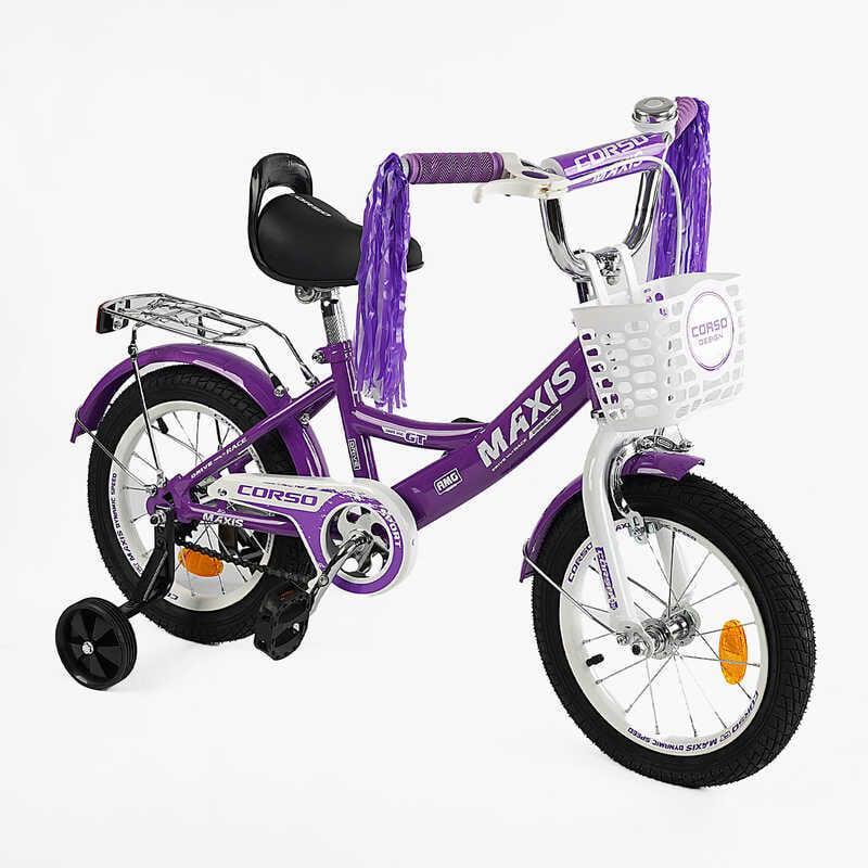 Велосипед дитячий Corso Maxis ручне гальмо дзвіночок 14" Violet (161770)