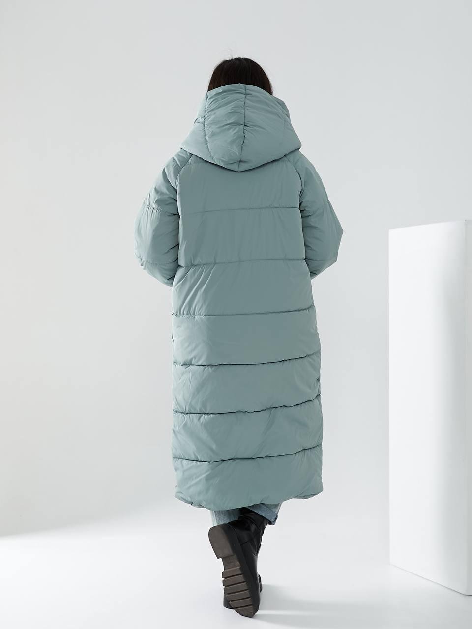 Пальто-пуховик довге на кнопках Аiza А521 р. 46-48 Морозна шавлія - фото 5