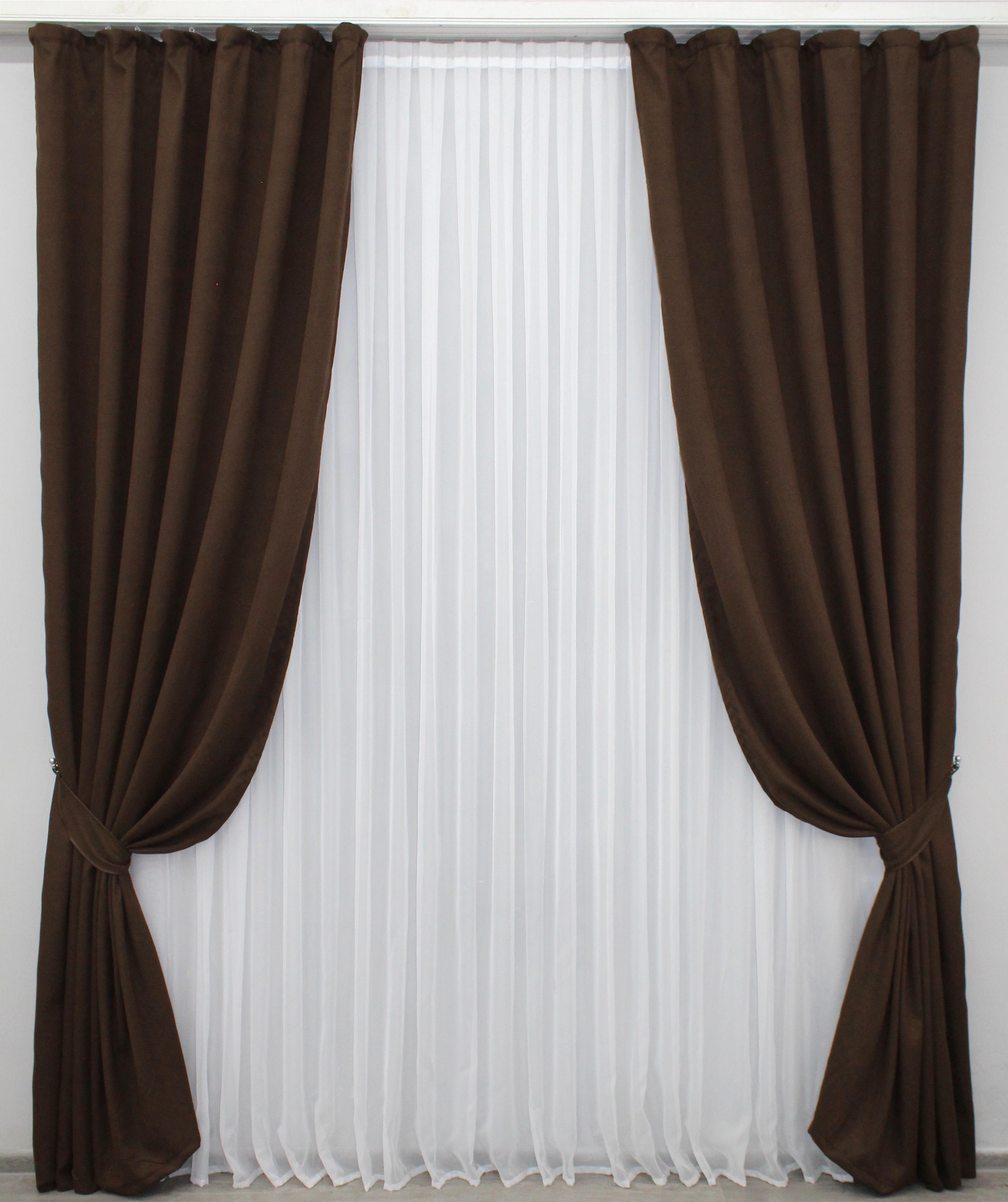 Комплект готовых штор VR-Textil Микровелюр Petek № 748ш 200х270 см 2 шт. Венге (32-047)