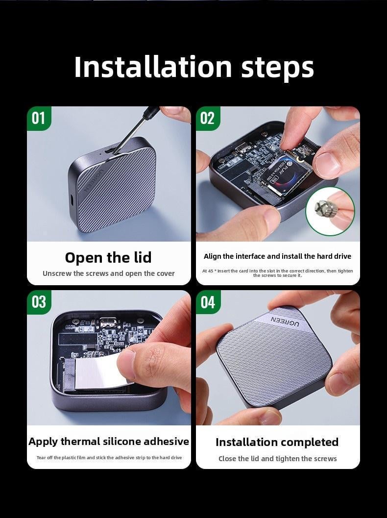 Кишеня зовнішня Ugreen MagSafe 2230/2242 10 гбіт/с USB-C (45367) - фото 9