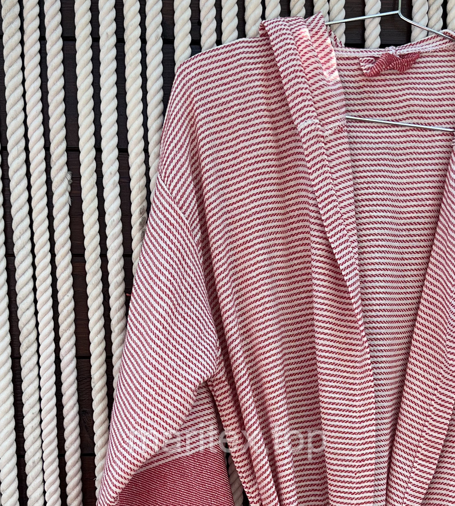 Халат жіночій бавовняний у смужку S-M Червоний (9951-halat) - фото 7 Халат жіночій бавовняний у смужку S-M Червоний (9951-halat) - фото 7