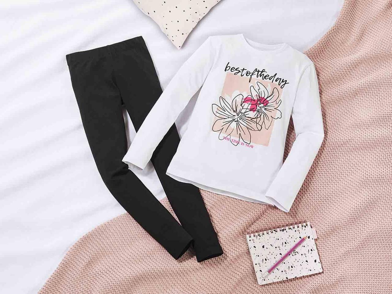 Піжама дитяча Pepperts 377520_2110-1 Best of the Day лонгслів та легінси 158-164 см Білий/Чорний (2616401687)