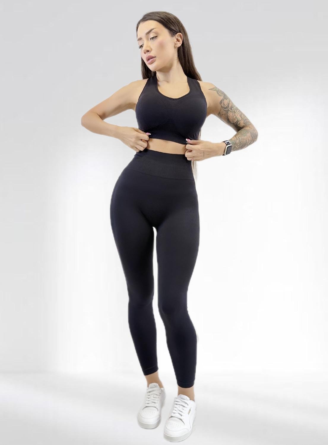 Костюм для фитнеса женский LILAFIT лосины пуш-ап/топ M Черный (LFS000115) Костюм для фитнеса женский LILAFIT лосины пуш-ап/топ M Черный (LFS000115)