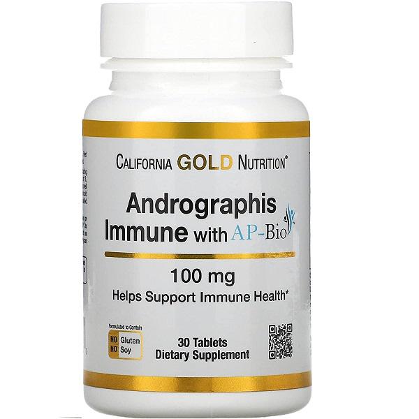 Натуральная добавка для иммунитета California Gold Nutrition Andrographis Immune with AP-BIO 100 мг 30 Tabs