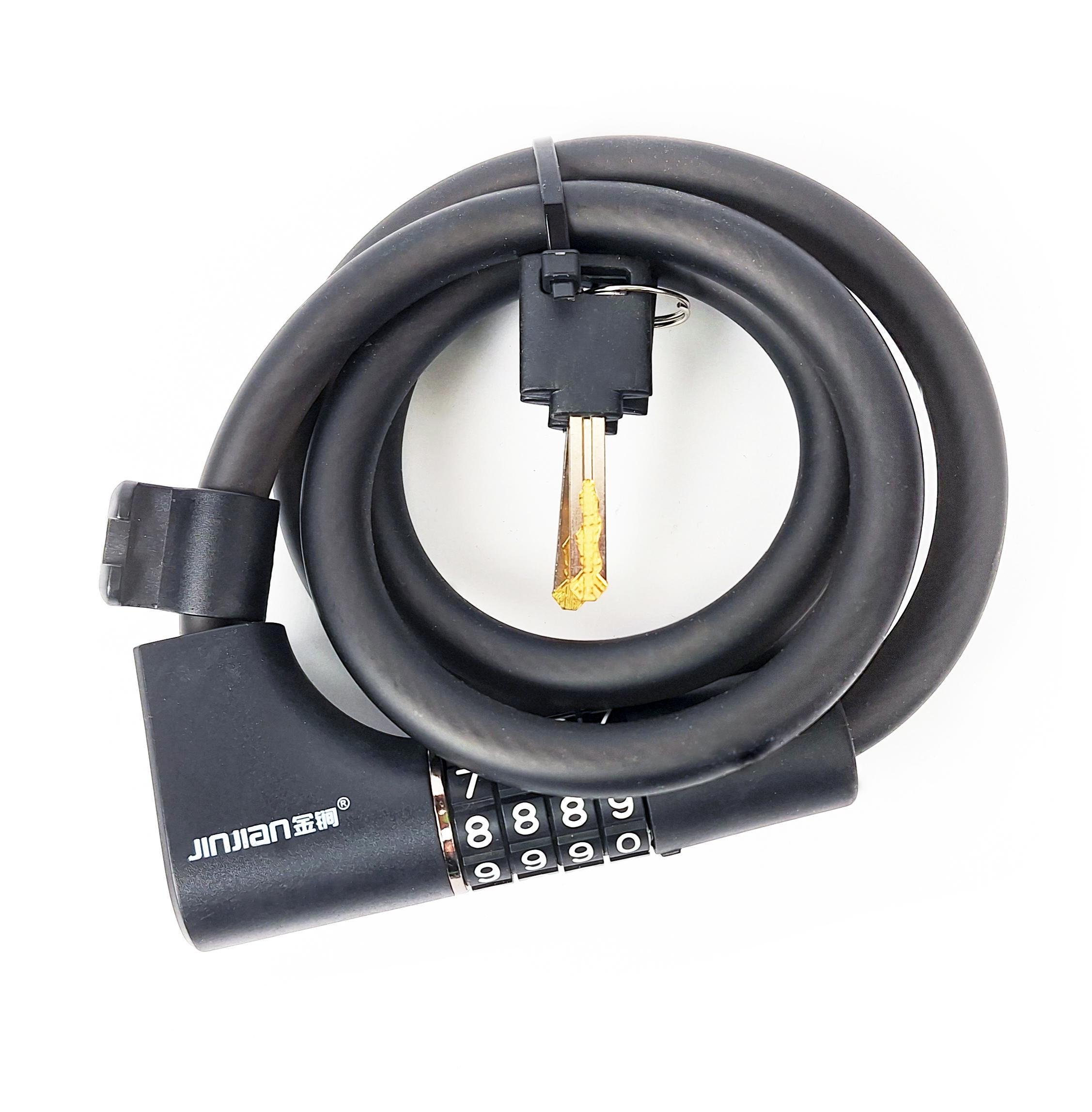 Замок велосипедный Jinjian тросовый кодовый и под ключ 12x1200 мм (G0001119)