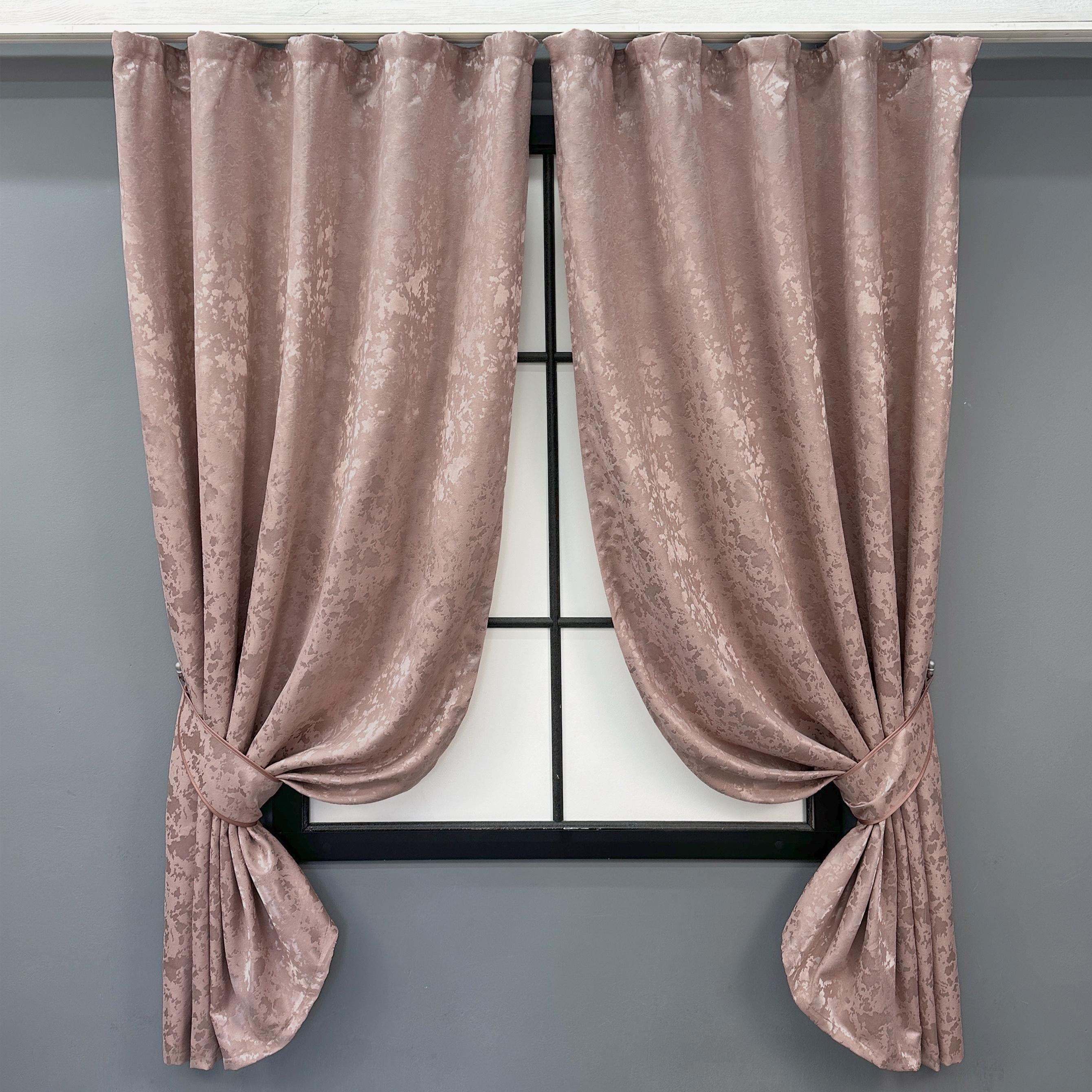 Комплект коротких штор VR-Textil Лен мрамор Pavliani VО №1717ш 130х170 см 2 шт. Пудровый (35-0343)