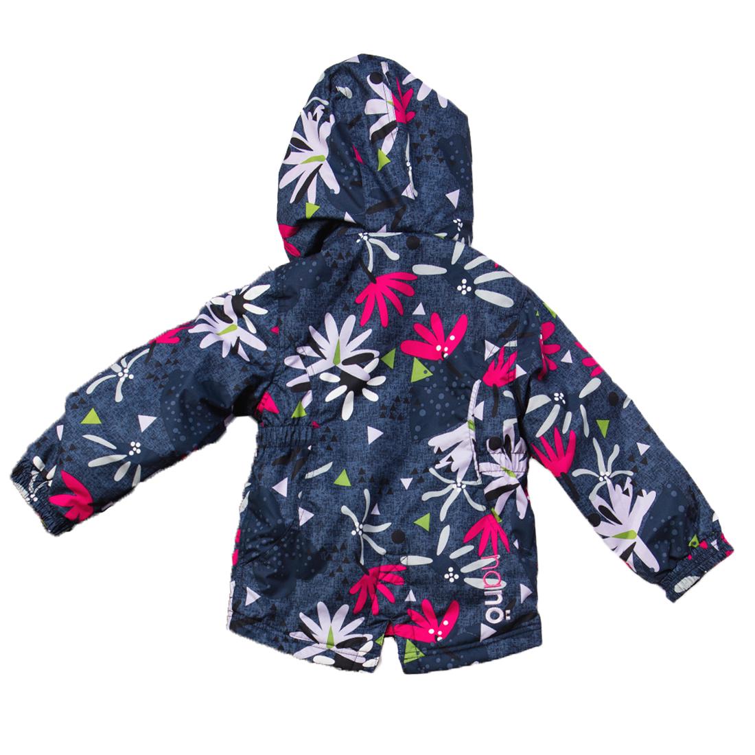Куртка детская демисезонная Nano S17J256 для девочки на флисе 118-126 см Темно-синий (S17J256-Flower-6x) - фото 2