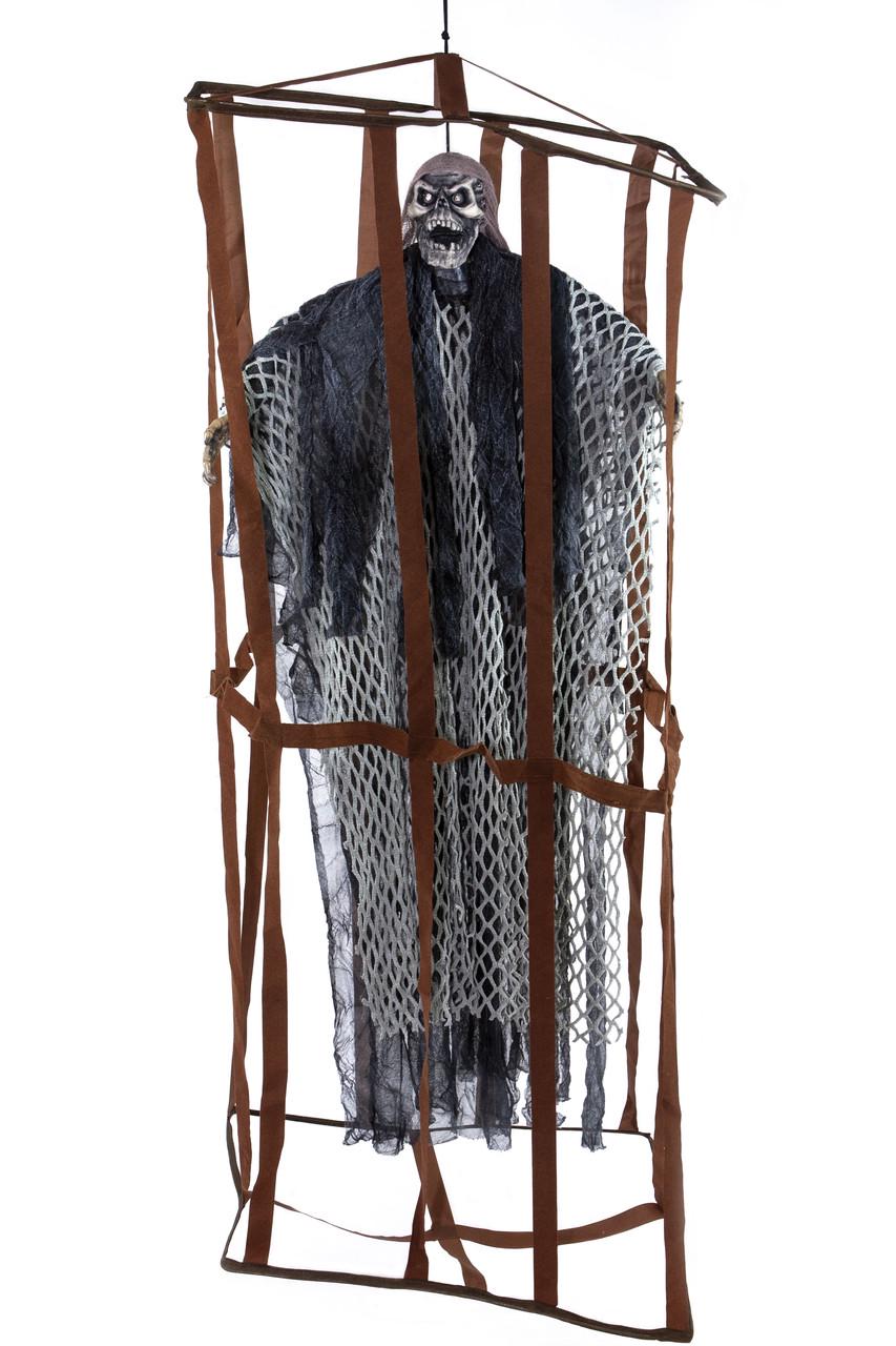 Декор Мумія в клітці зі звуком і миготливими очима на Хелловін 90 см