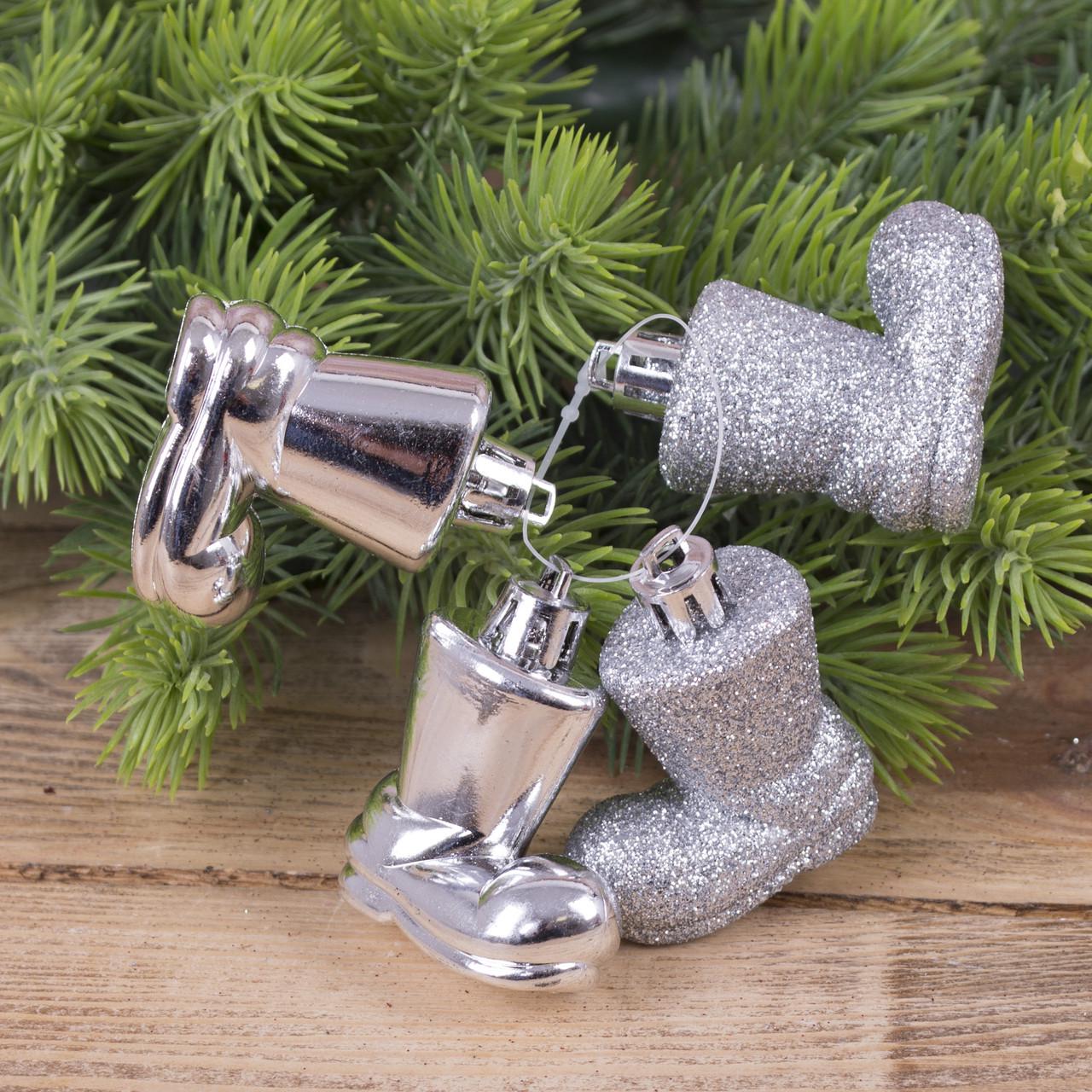 Елочные игрушки Ботинки 4 шт. Серебряный (2825-2)