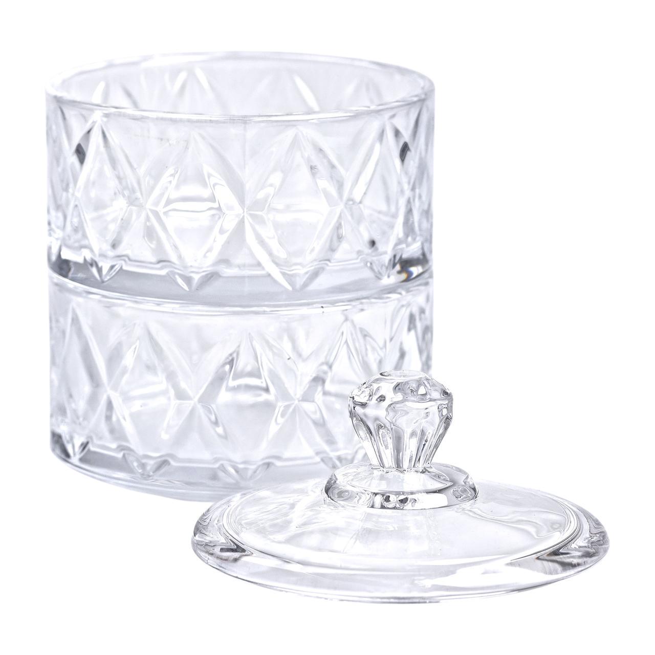 Цукерниця скляна з кришкою дворівнева 10 см (6025)