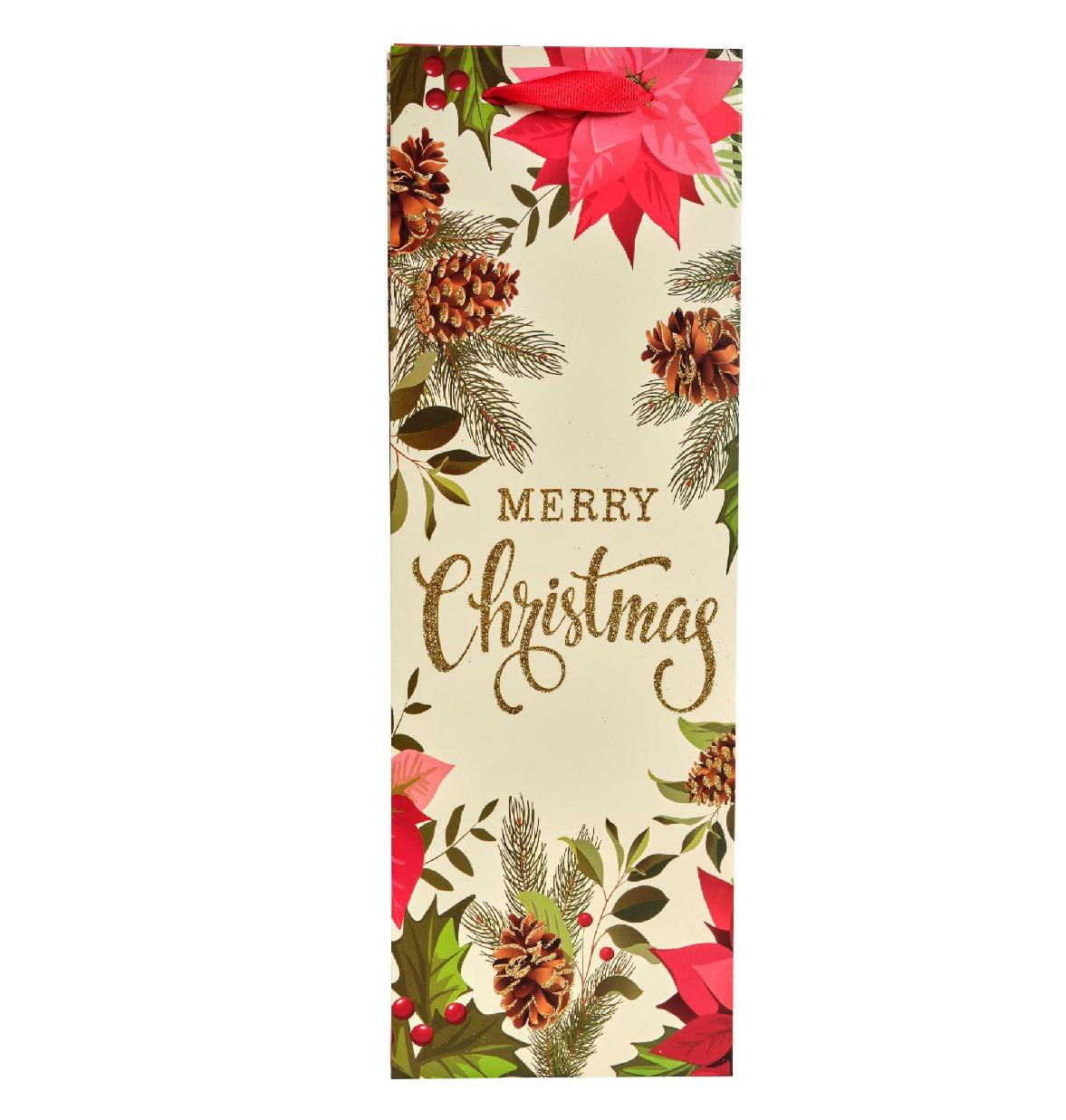 Подарунковий пакет під пляшку Stenson R32956 Merry Christmas