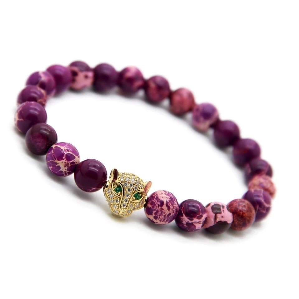 Браслет жіночий із варисциту з пантерою р. 20 (13011)