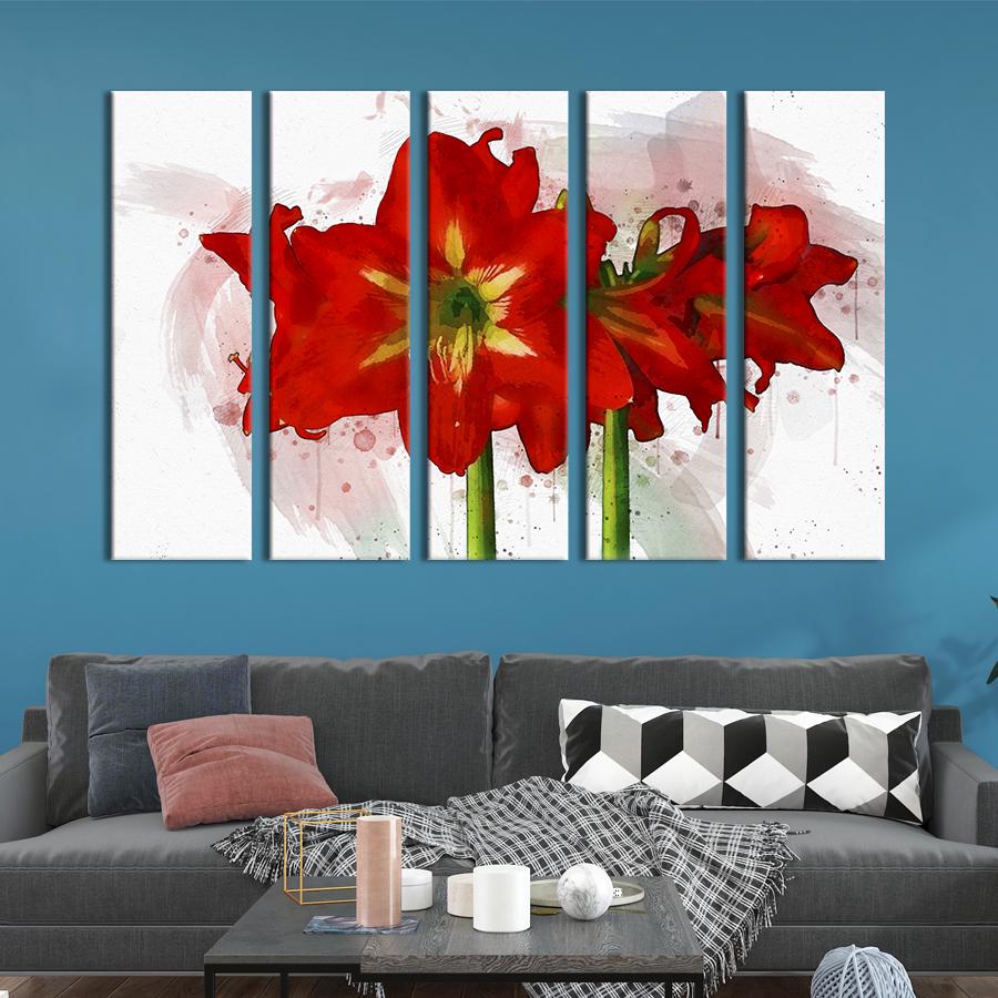 Картина на холсте Красные цветы амариллиса 87x50 см (771-51)