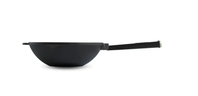 Сковорода чугунная Brizoll WOK с деревянной ручкой 2,8 л Black (W26HP1) - фото 4