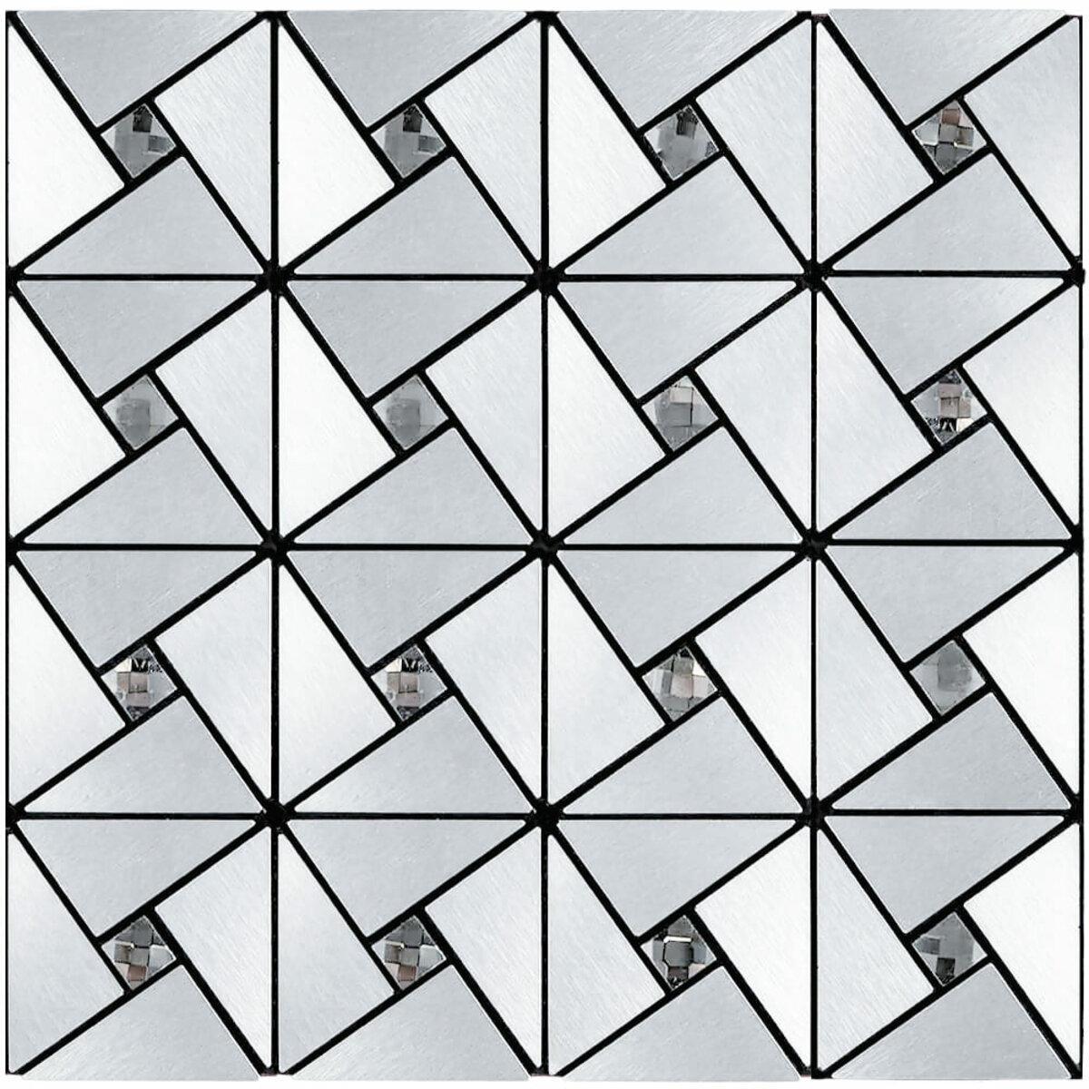 Плитка алюминиевая самоклеящаяся 300х300х3 мм Серебряный со стразами (SW-00001325)