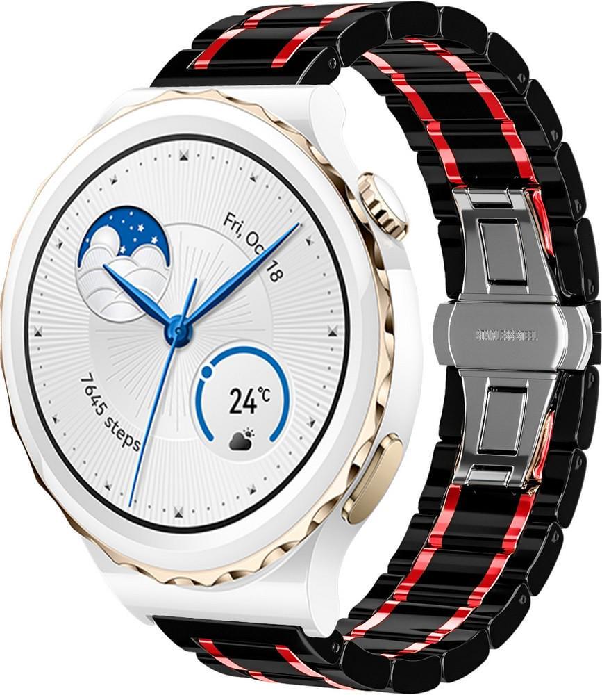 Ремінець керамічний Ceramo для Huawei Watch GT3 Pro 43 мм Black Red (37975-44)