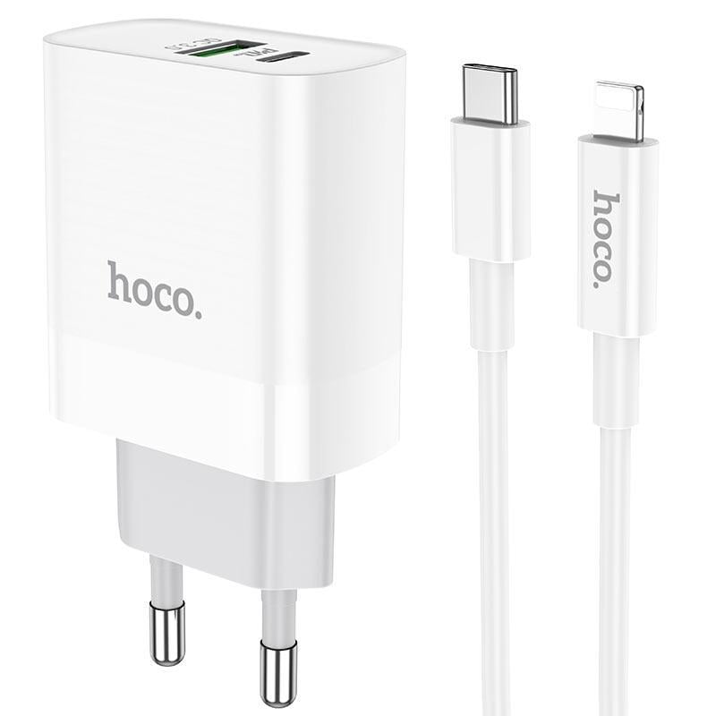 Зарядное устройство для телефонов Hoco C80A PD20W + QC3.0 и кабель Type-C-Lightning White (1723824376)
