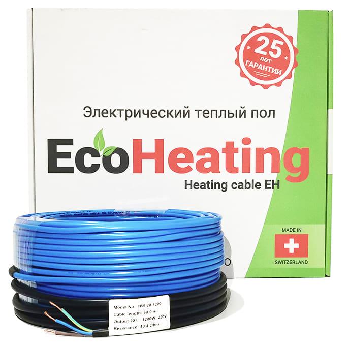 Нагрівальний кабель для теплої підлоги EcoHeating 20/70 м/7 - 8,8 м²/1400 Вт (EA0070)