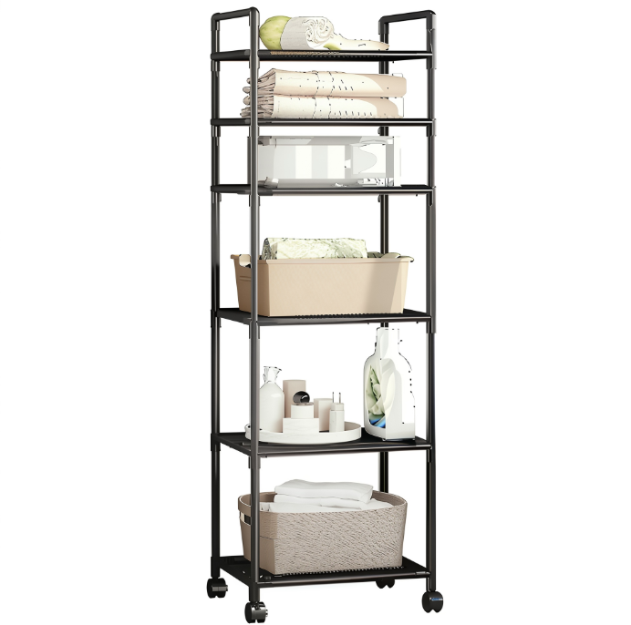 Кухонний підлоговий стелаж 170х42х32 см Чорний (MA794) Кухонний підлоговий стелаж 170х42х32 см Чорний (MA794)