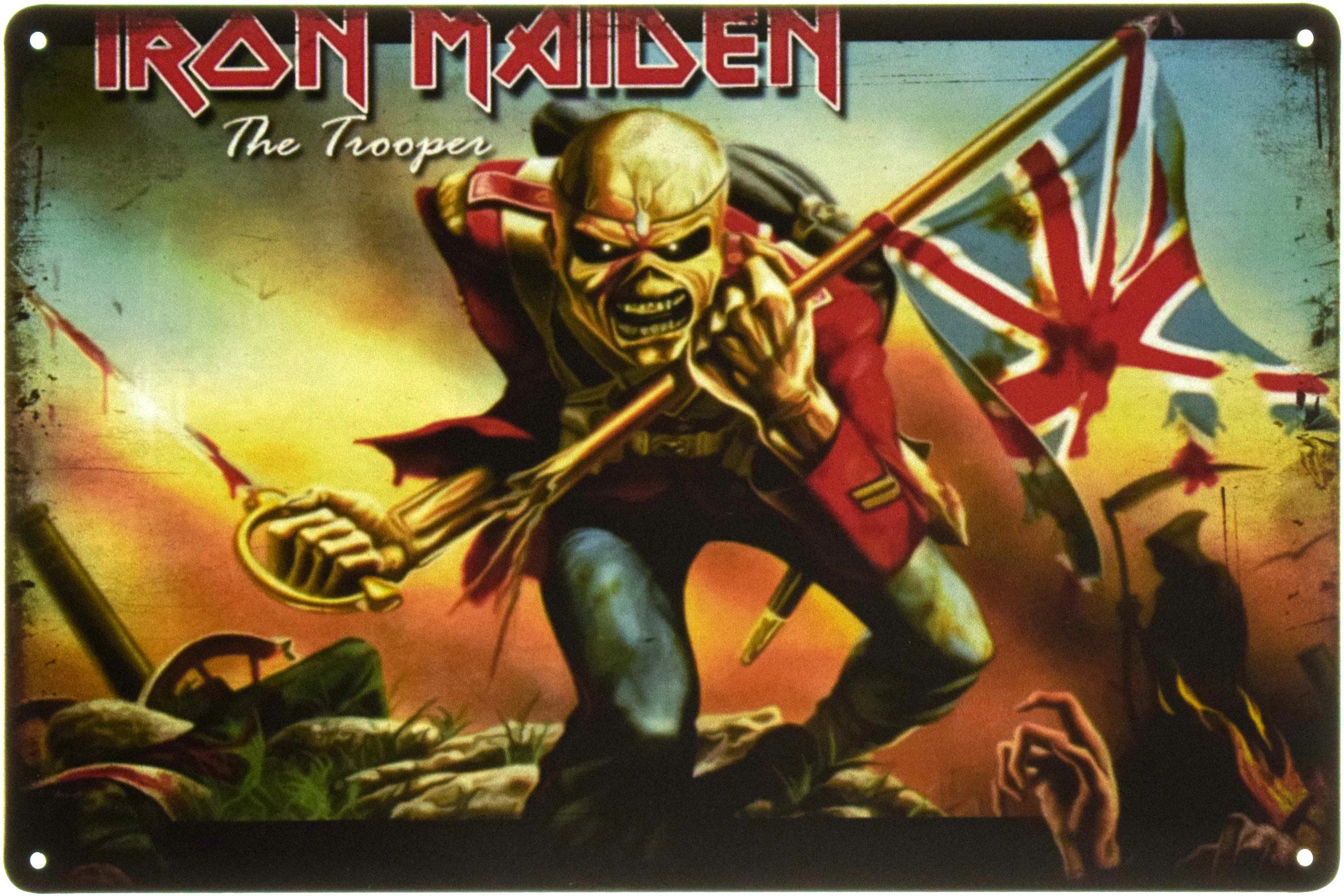 Табличка металлическая Iron Maiden-The Trooper Затемненная 20x30 см