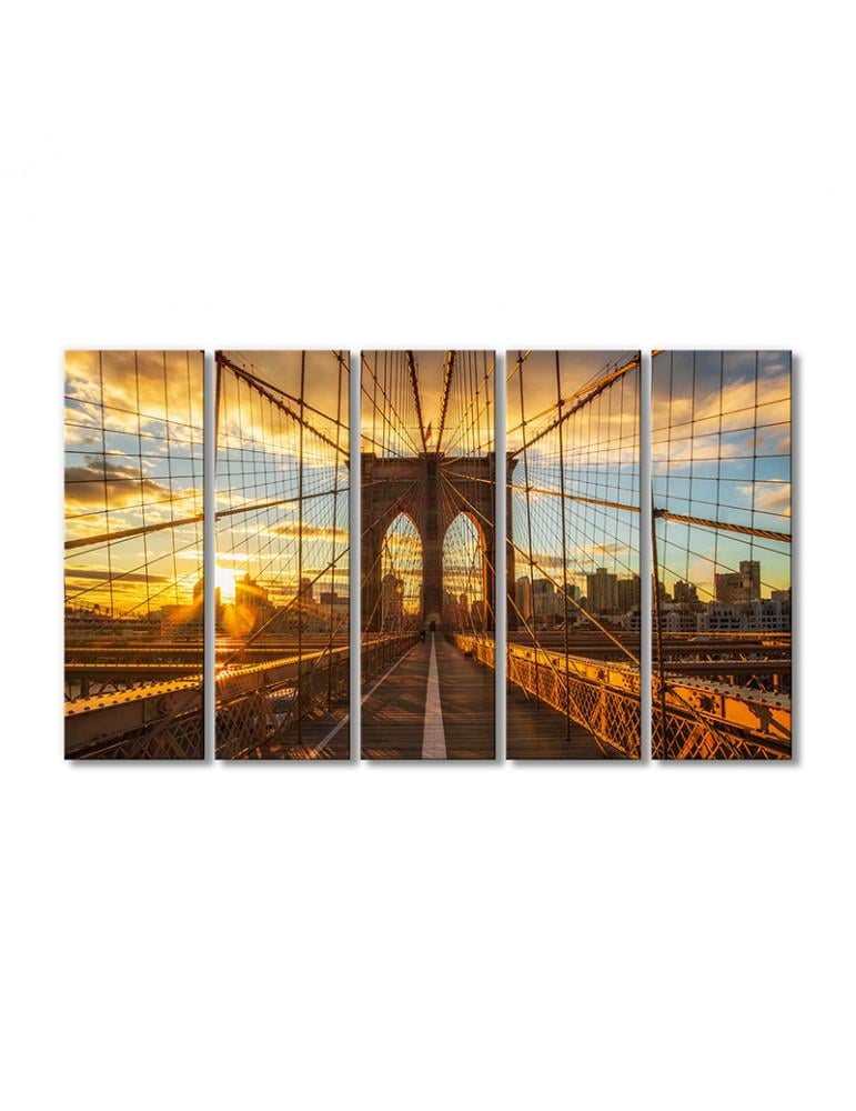 Картина модульная Рассвет над Бруклинский мост 5 модулей 70x105 см Картина модульная Рассвет над Бруклинский мост 5 модулей 70x105 см