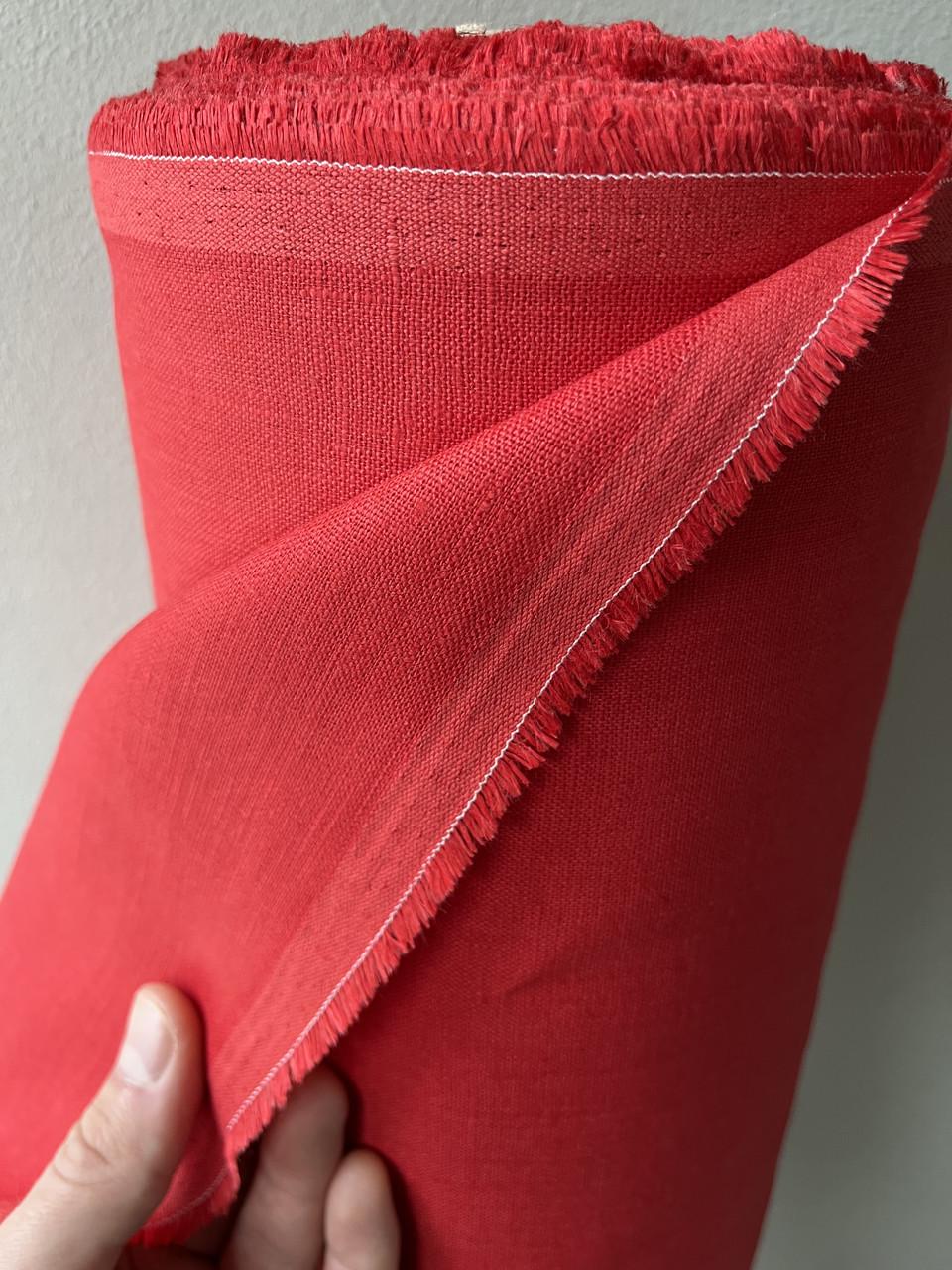 Ткань скатертная LINEN PLUS 100% лен 143 см 1309 Красный - фото 3