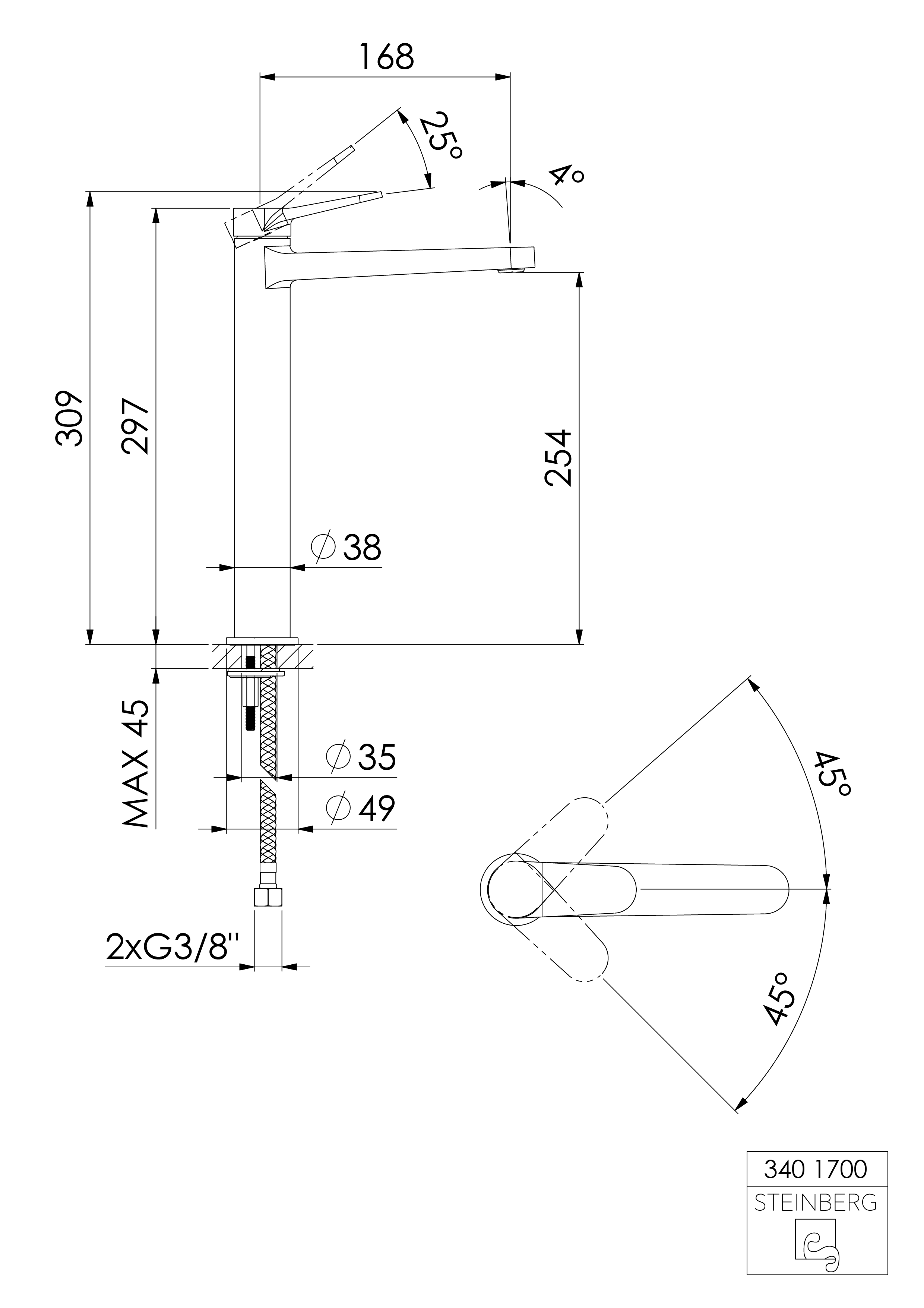 Смеситель для раковины Steinberg Brushed Gold (340 1700 BG) - фото 3 Смеситель для раковины Steinberg Brushed Gold (340 1700 BG) - фото 3