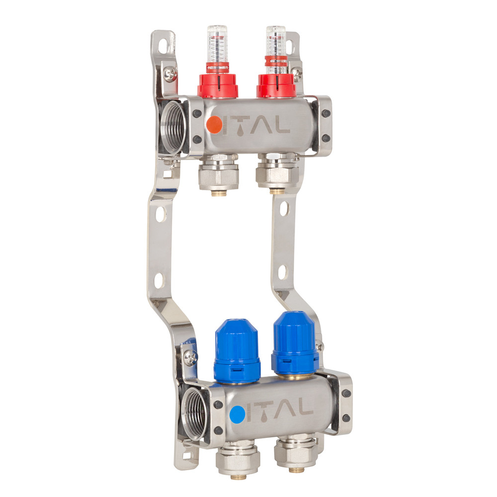 Коллекторный блок с расходомерами ITAL HC1-02 3/4" Ek нержавеющая сталь (SQ-1047067) - фото 1