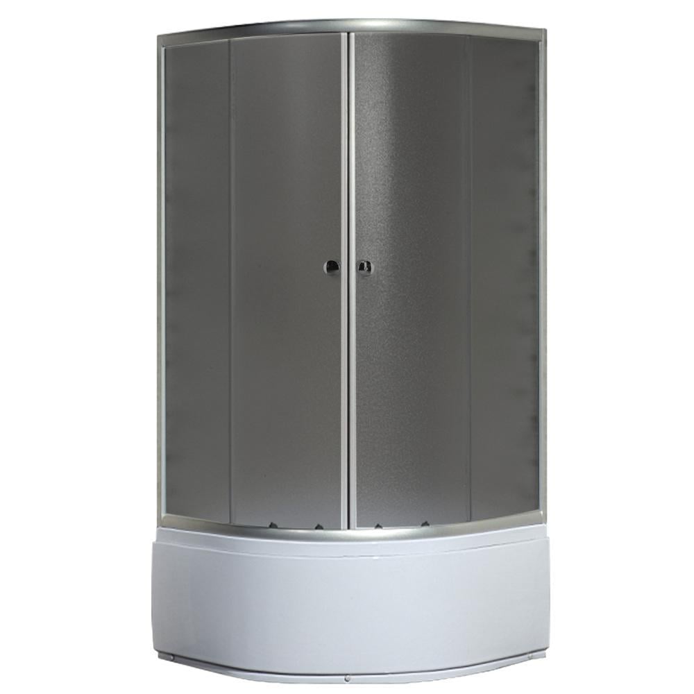 Душова кабіна MIXXUS PLAIN SCT01-90x90x195-GR напівкругла/з підонном/скло 4 мм 90x90 см Сатин (OL-MI6895) - фото 2