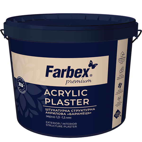 Штукатурка структурна акрилова Farbex Баранець база А 25 кг Білий