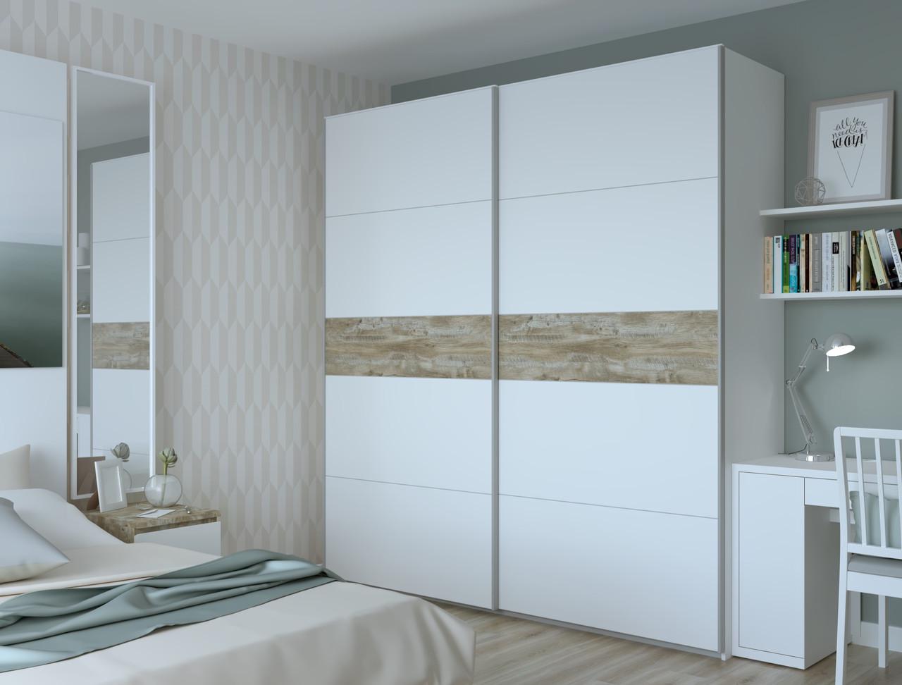 Шкаф-купе Doros G-Caiser 2 ДСП/5 частей 220х60х240 см Белый/Белый Клондайк (42003001)