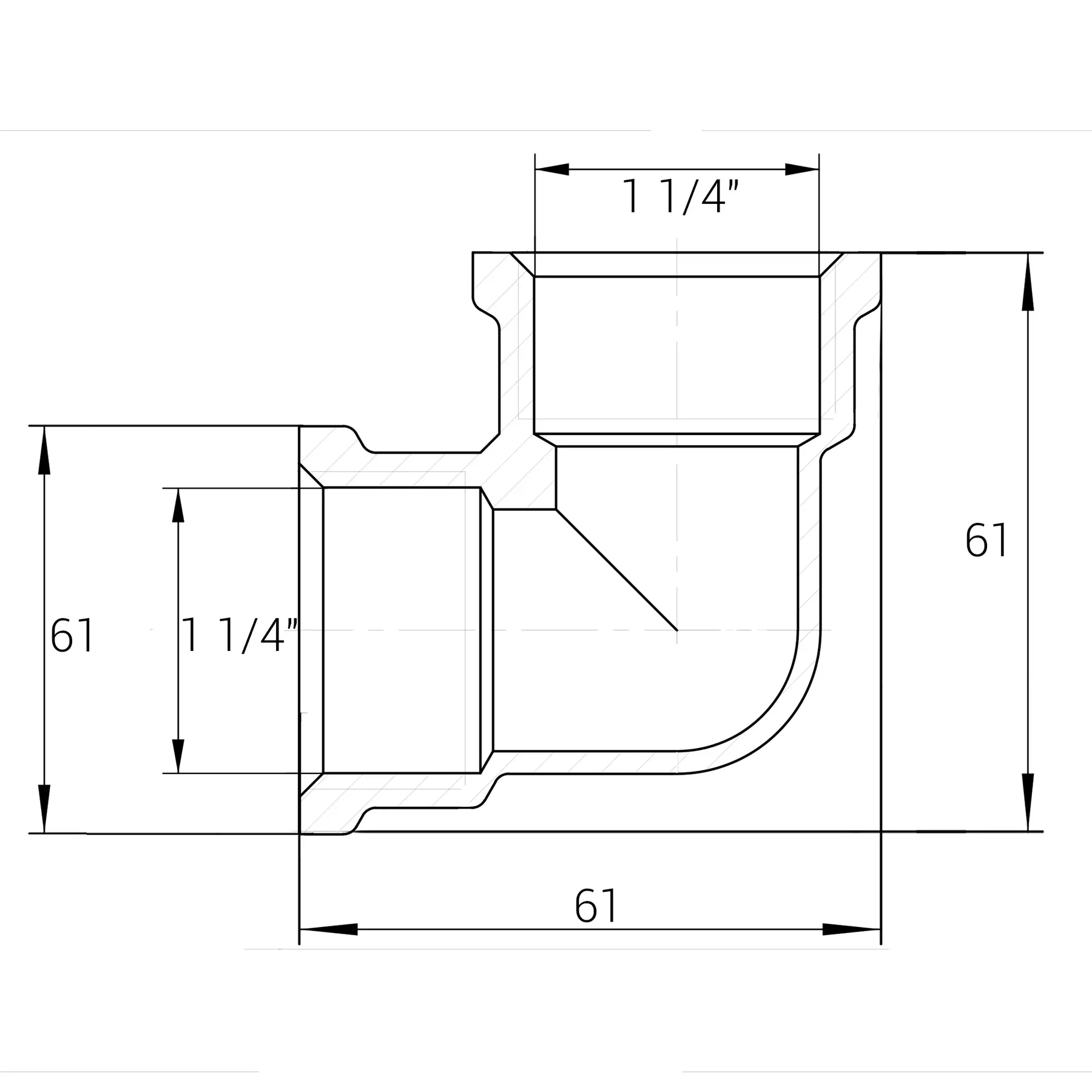 Кутник ливарний латунний 1 1/4" ВРх1 1/4" ВР (А0134А VA) - фото 2