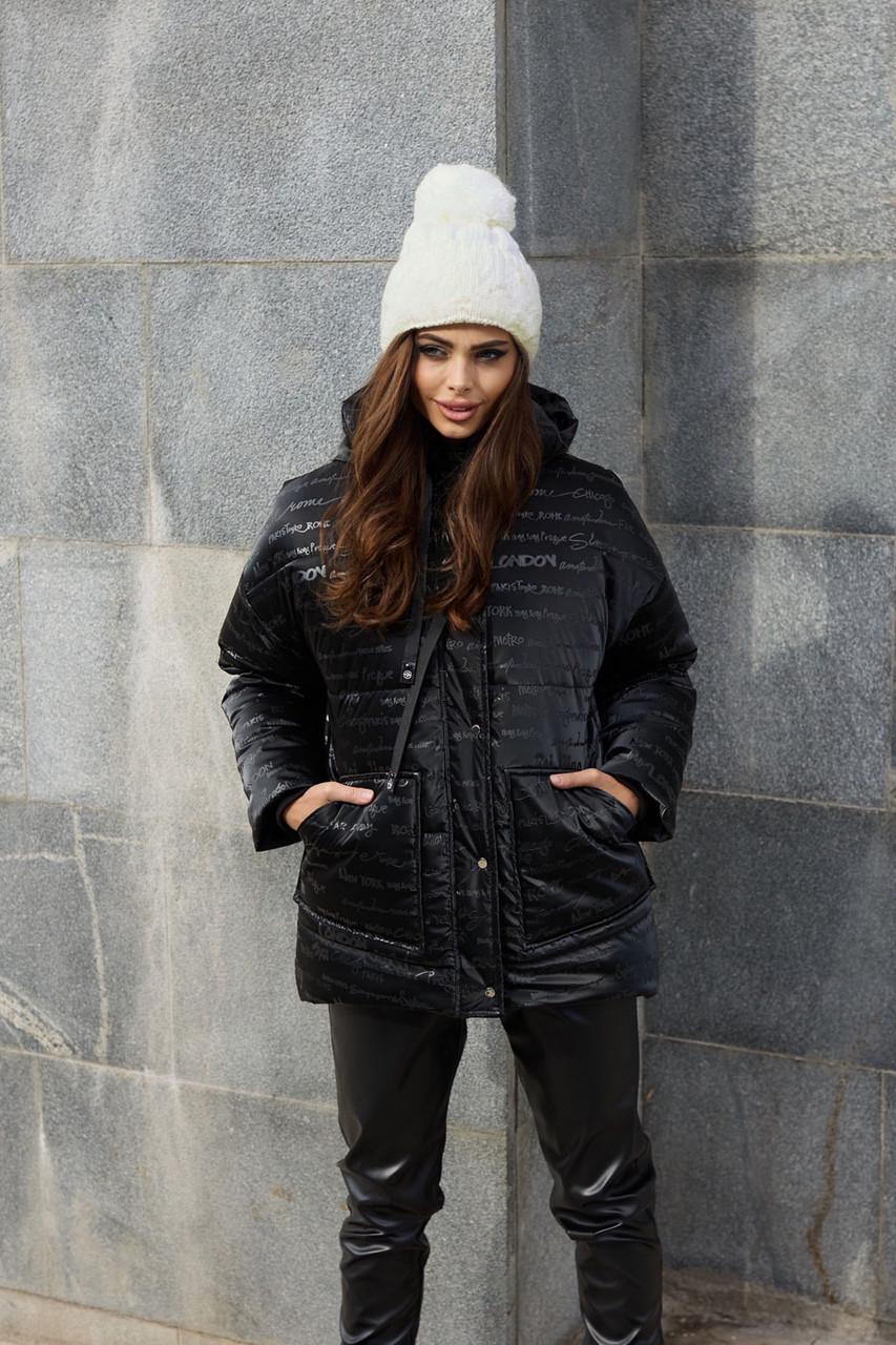 Куртка зимняя принт Буквы L-XL Черный (2761147260) Куртка зимняя принт Буквы L-XL Черный (2761147260)