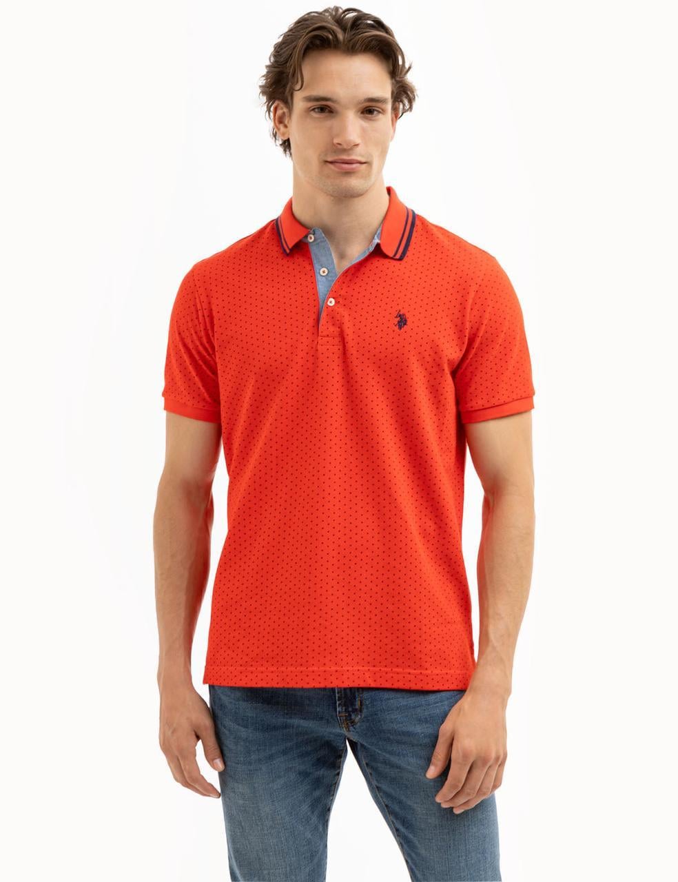 Поло мужское US Polo ASSN DOT PRINT POLO L Красный (134991928322)