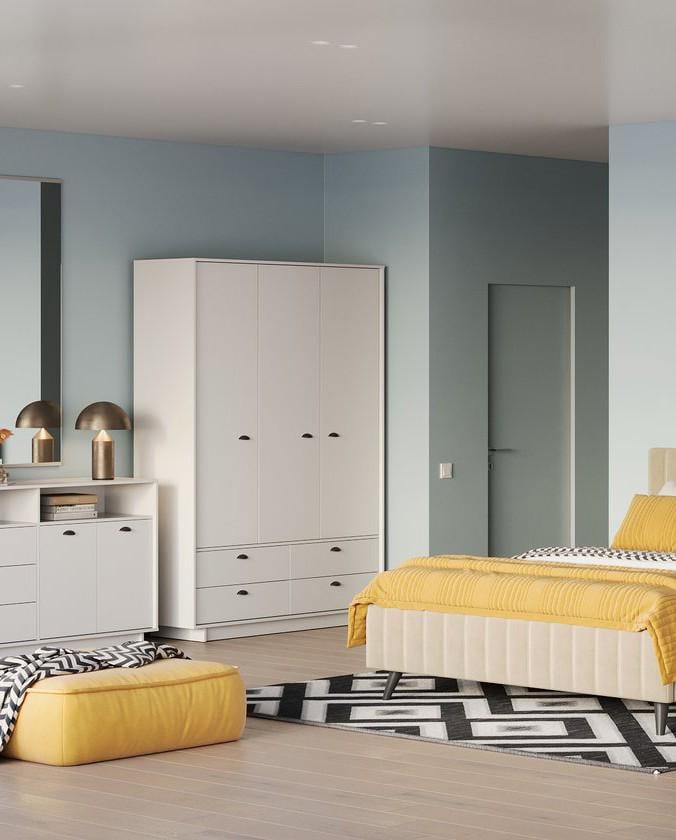 Шафа для одягу Moreli K-0006 з висувними ящиками 1500x2100x500 мм Білий