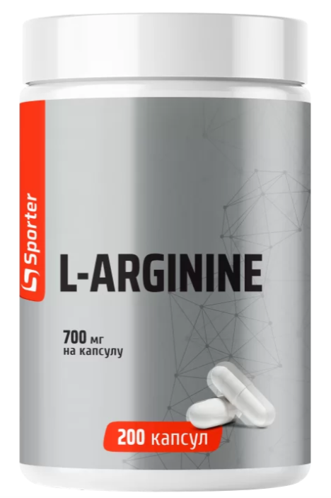 Аминокислота L-аргинин Sporter L-Arginine 700 мг 200 капсул Аминокислота L-аргинин Sporter L-Arginine 700 мг 200 капсул