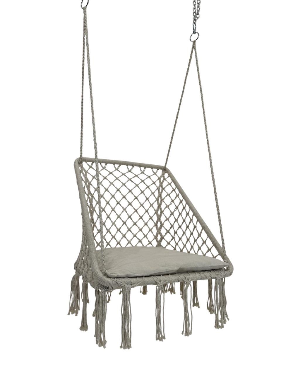 Крісло-гойдалка підвісна WCG Плетена квадратна з м’якою подушкою Білий (2689017148) - фото 1