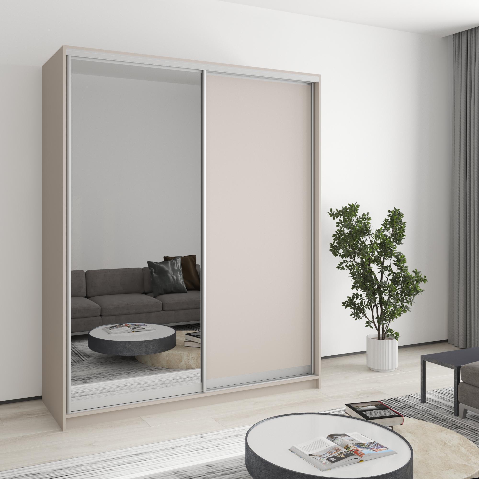 Шкаф-купе двухдверный MebelStar Комбо AL ДСП/зеркало 170x45x210 см Кашемир (MBS-2736)